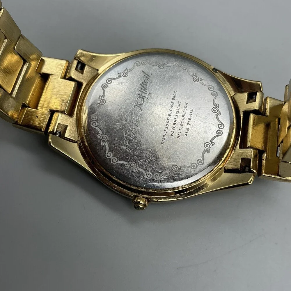 Betsey Johnson Womens Watch 39mm Silver Gold Tone Crystals New Battery 7.25